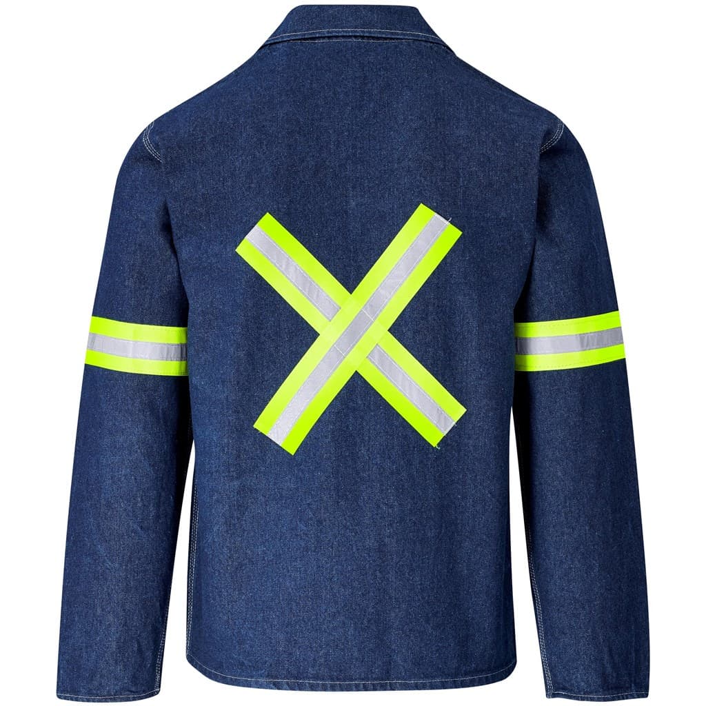 Cast Premium 100% Cotton Denim Jacket - Reflective Arms & Back - Yellow Tape 13