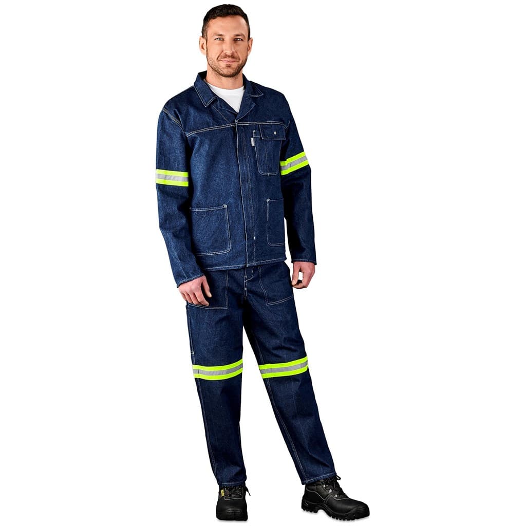 Cast Premium 100% Cotton Denim Jacket - Reflective Arms & Back - Yellow Tape 10