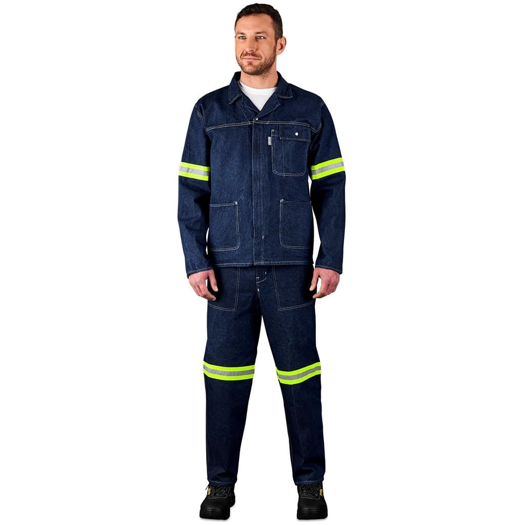 Cast Premium 100% Cotton Denim Jacket - Reflective Arms & Back - Yellow Tape 9