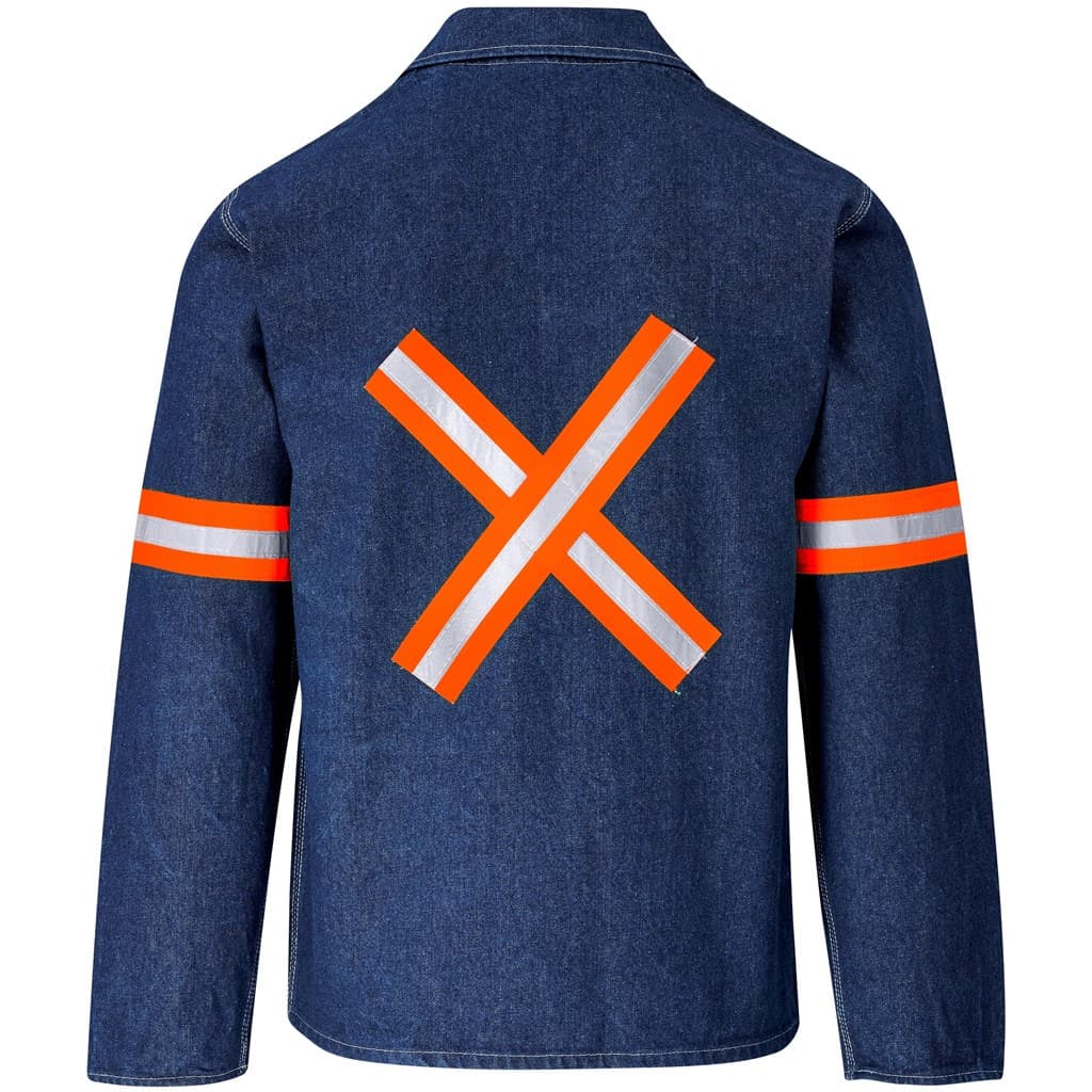 Cast Premium 100% Cotton Denim Jacket - Reflective Arms & Back - Orange Tape 9