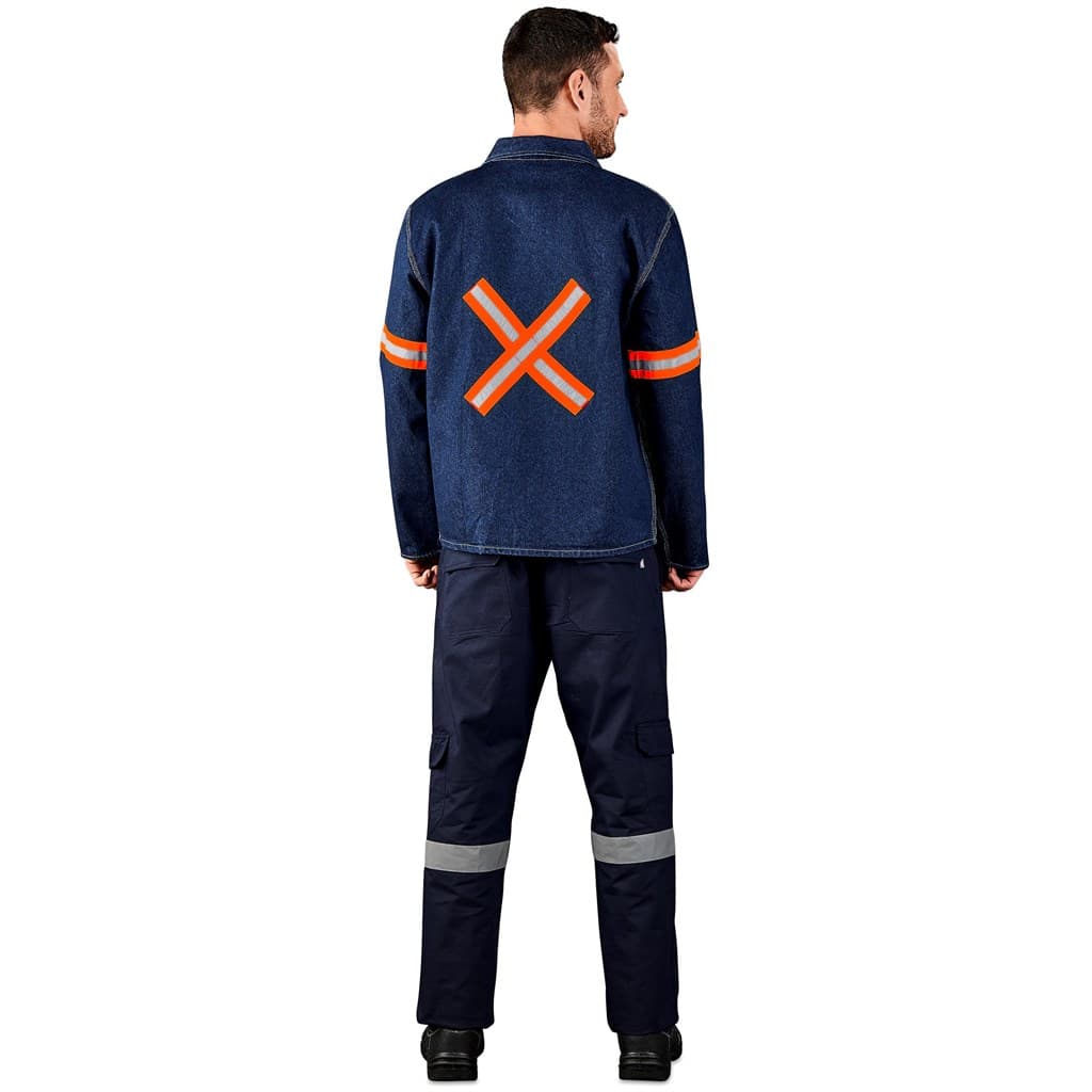 Cast Premium 100% Cotton Denim Jacket - Reflective Arms & Back - Orange Tape 3