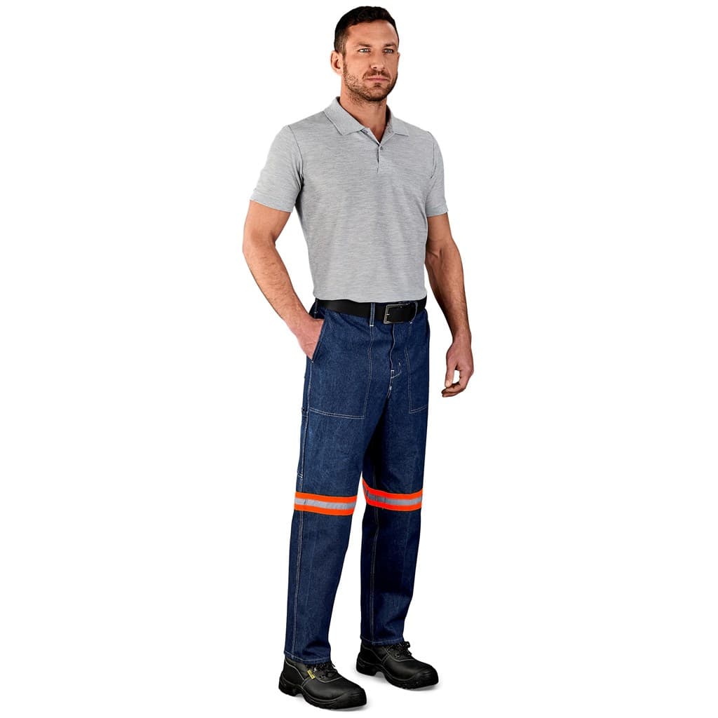 Cast Premium 100% Cotton Denim Pants - Reflective Legs - Orange Tape 6