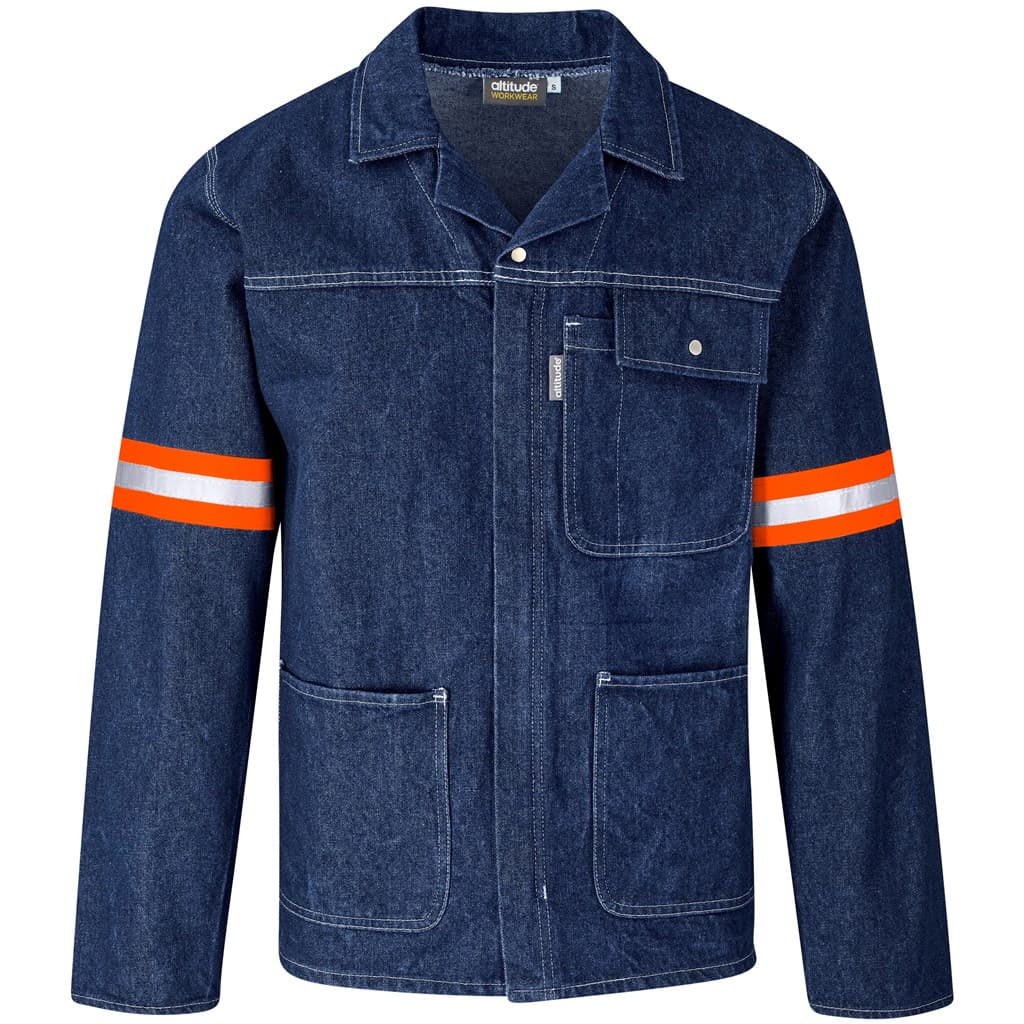 Cast Premium 100% Cotton Denim Jacket - Reflective Arms & Back - Orange Tape 8