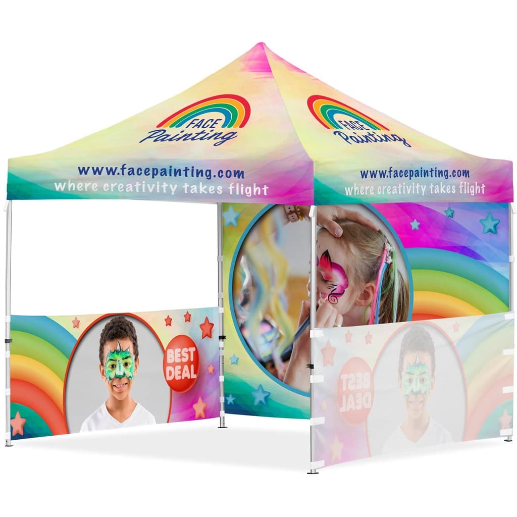 Coated Steel Sublimated Gazebo 3 x 3m - 2 Half-Wall Skins - 1 Full-Wall Skin 1