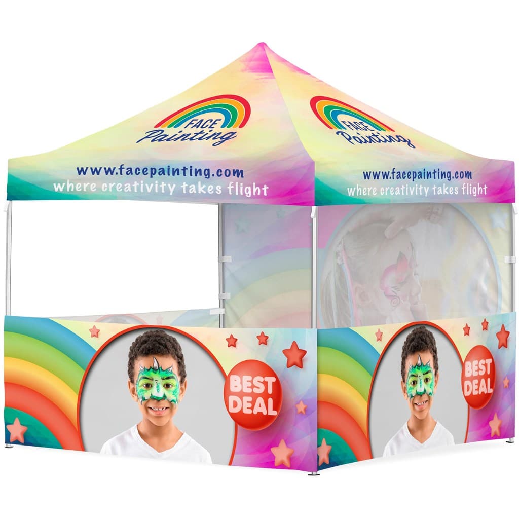 Coated Steel Sublimated Gazebo 3m x 3m - 3 Half-Wall Skins -1 Full-Wall Skin 1
