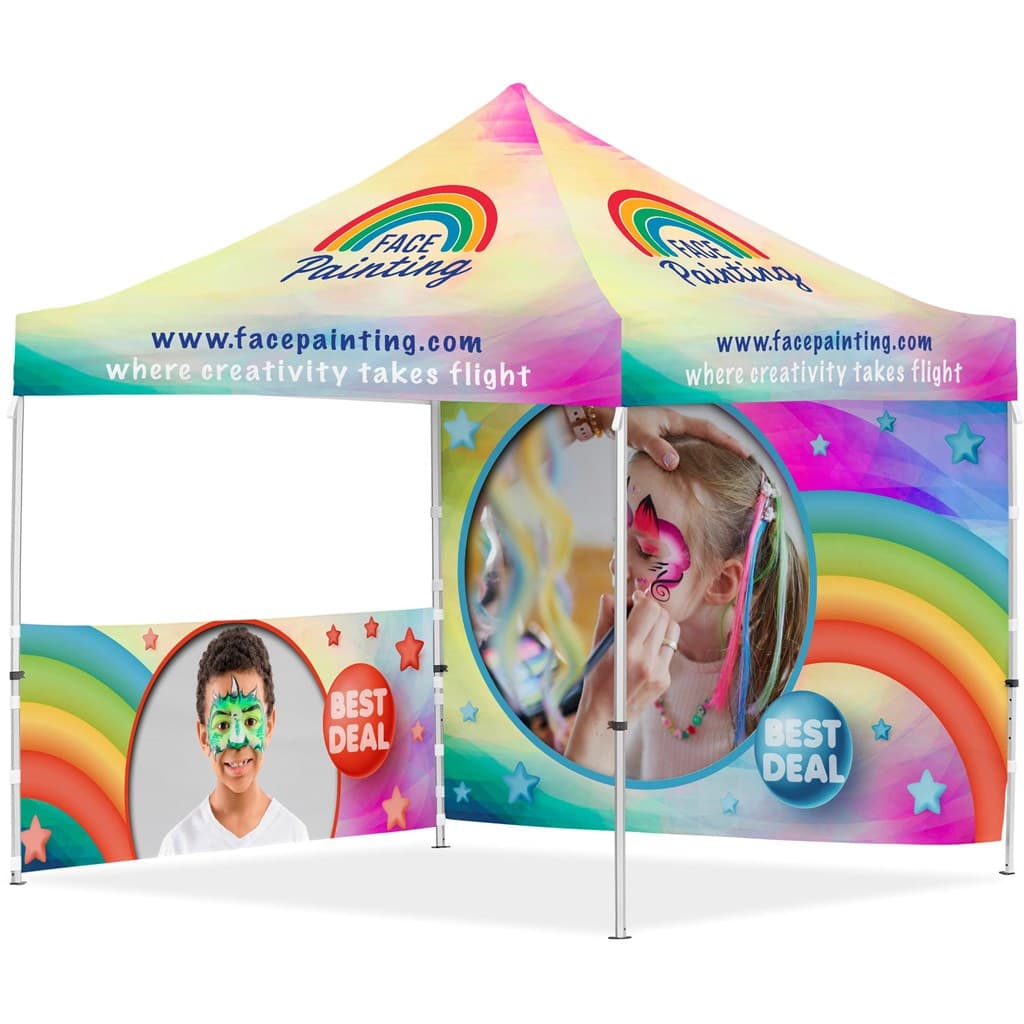 Coated Steel Sublimated Gazebo 3m x 3m - 1 Half-Wall Skin - 1 Full-Wall Skin 1