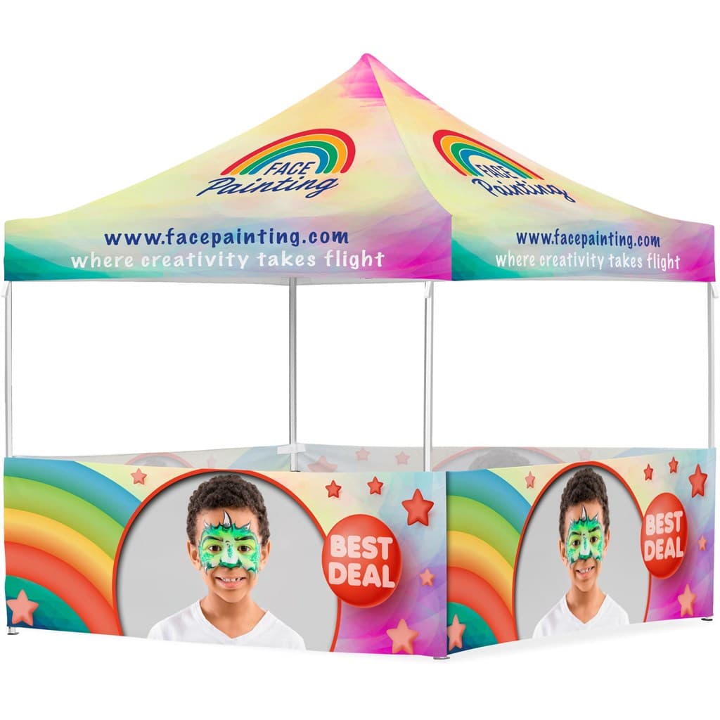 Coated Steel Sublimated Gazebo 3m x 3m - 4 Half-Wall Skins 1