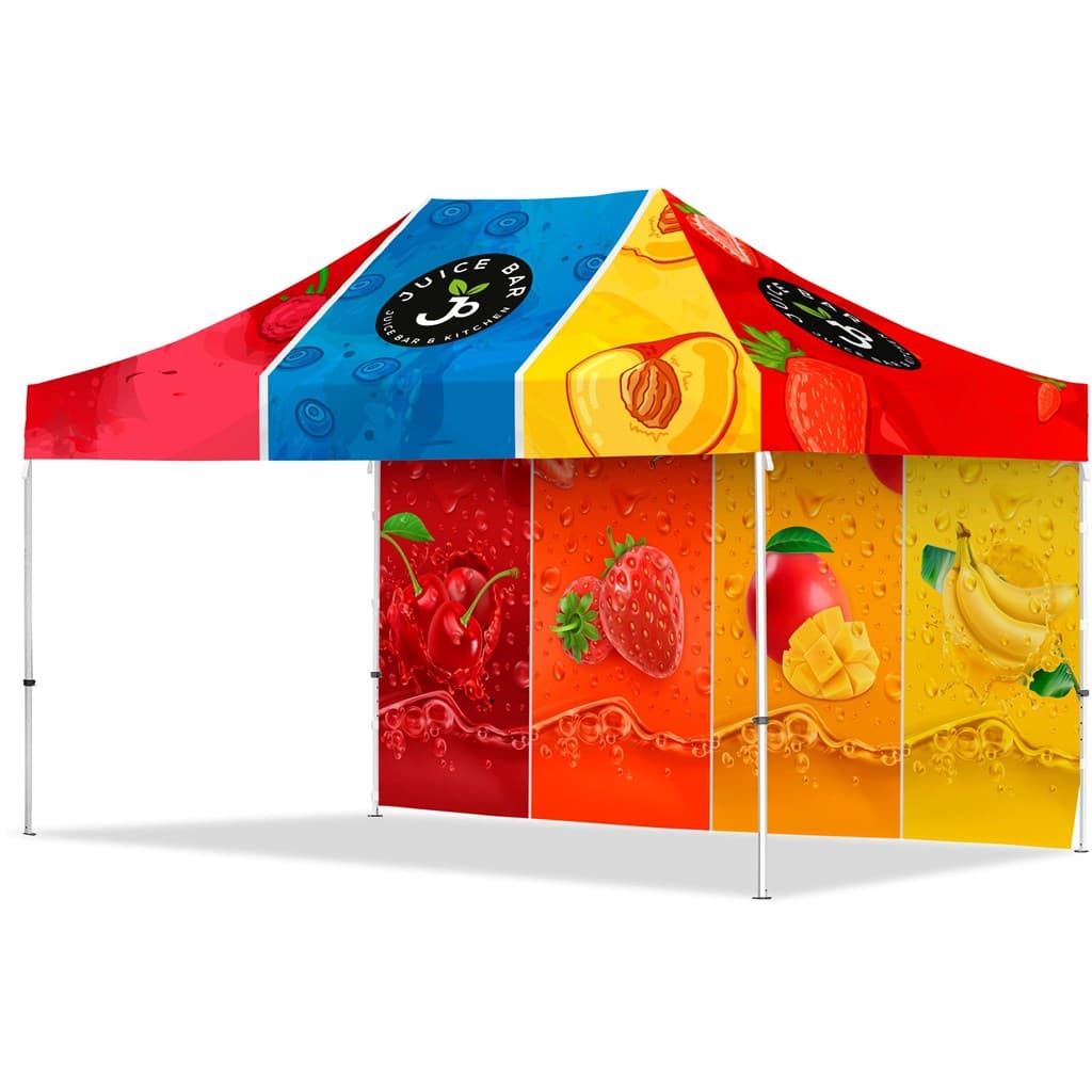 Coated Steel Sublimated Gazebo 4.5m x 3m 1 Long Full-Wall Skin 1