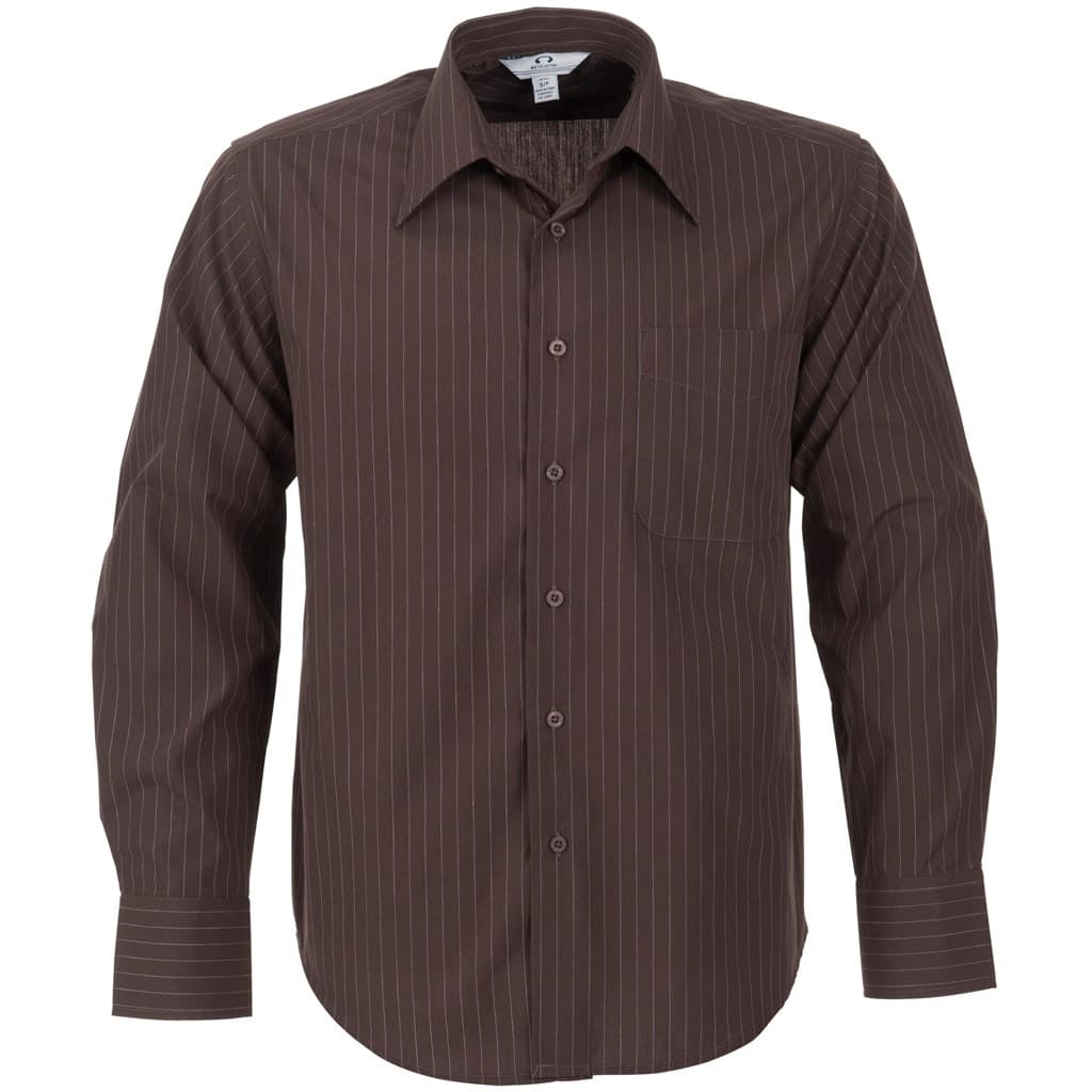 Mens Long Sleeve Manhattan Striped Shirt - Brown Old 1