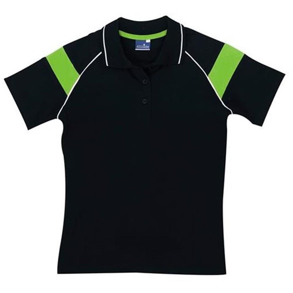 Ladies Score Golf Shirt - Black Lime 1
