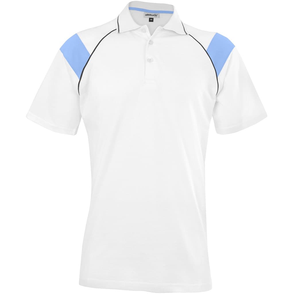 Mens Score Golf Shirt - White Light Blue 1