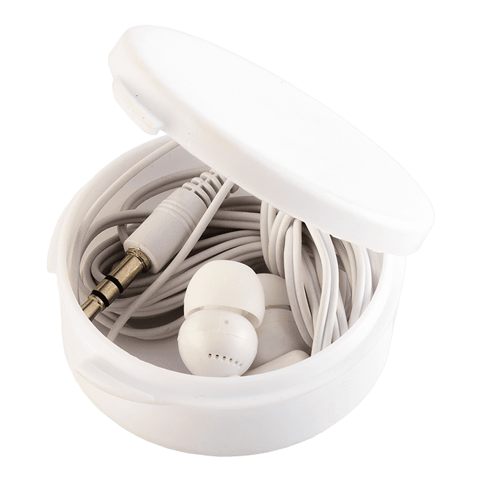 Earphones in Round Case 2