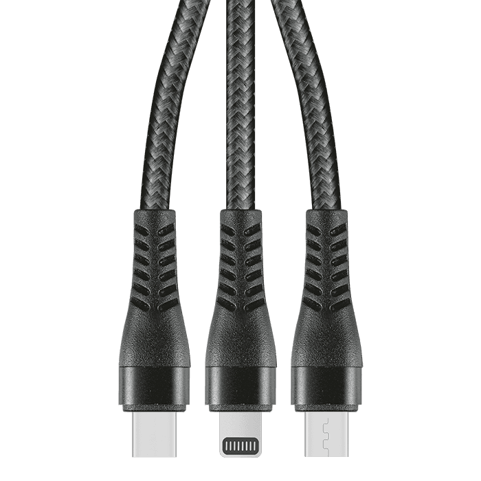 1.2m 3-In-1 Charger Cable Allum alloy and Braiding 1