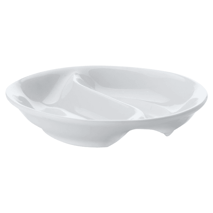 White Basics Round Divided Sauce Dish
