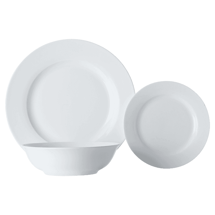 White Basics European Rim Dinner Set 12 Piece