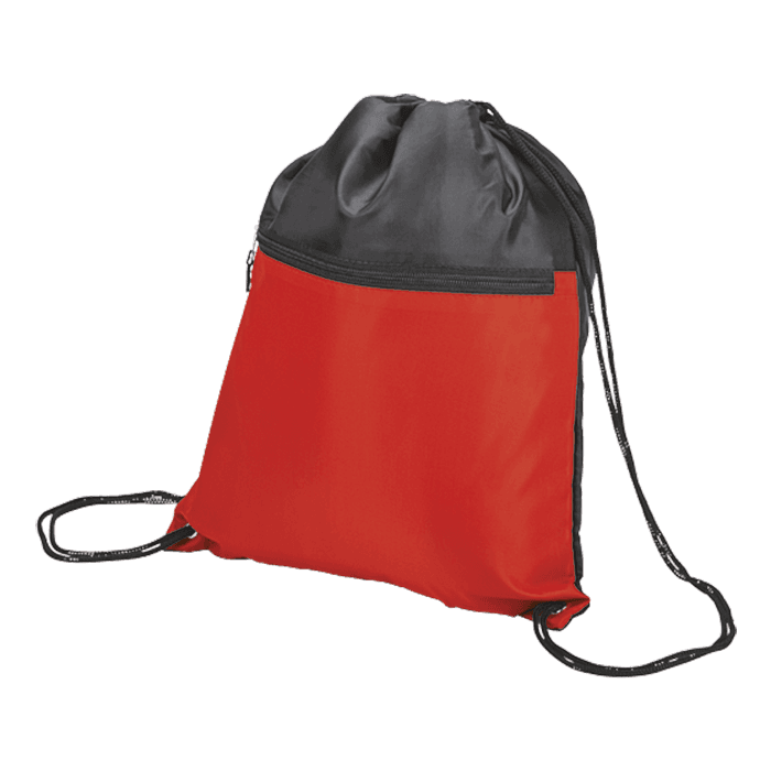 Drawstring Sport Bag with Zip Pocket 210D 2