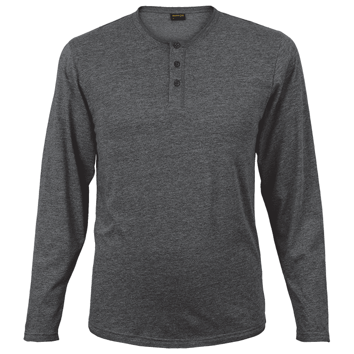 145g Henley Long Sleeve T-Shirt Mens 1