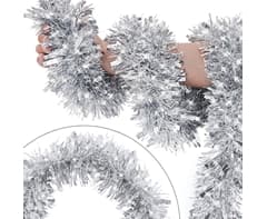 Metallic Silver Tinsel Garland 4