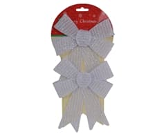 Christmas Silver Glitter Bow Set 1