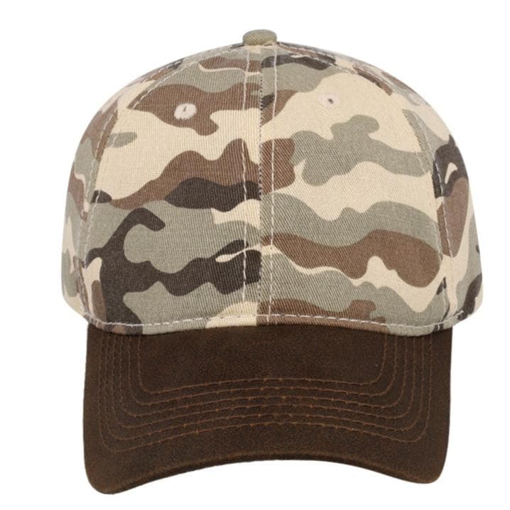 Washed Oil Skin 6P Cap - Camo Green 28