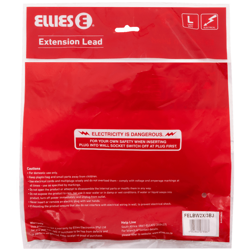 Ellies Back-to-Back Light-Duty Extension Lead - 3m 4