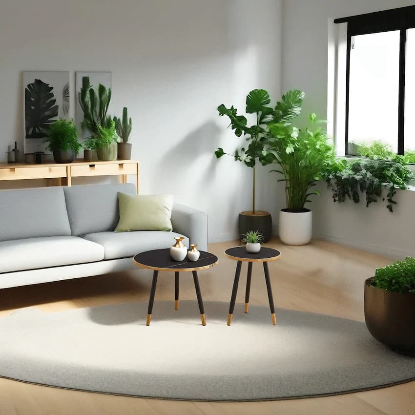 Everfurn Diana Coffee Table Black Marble with Black Legs 4