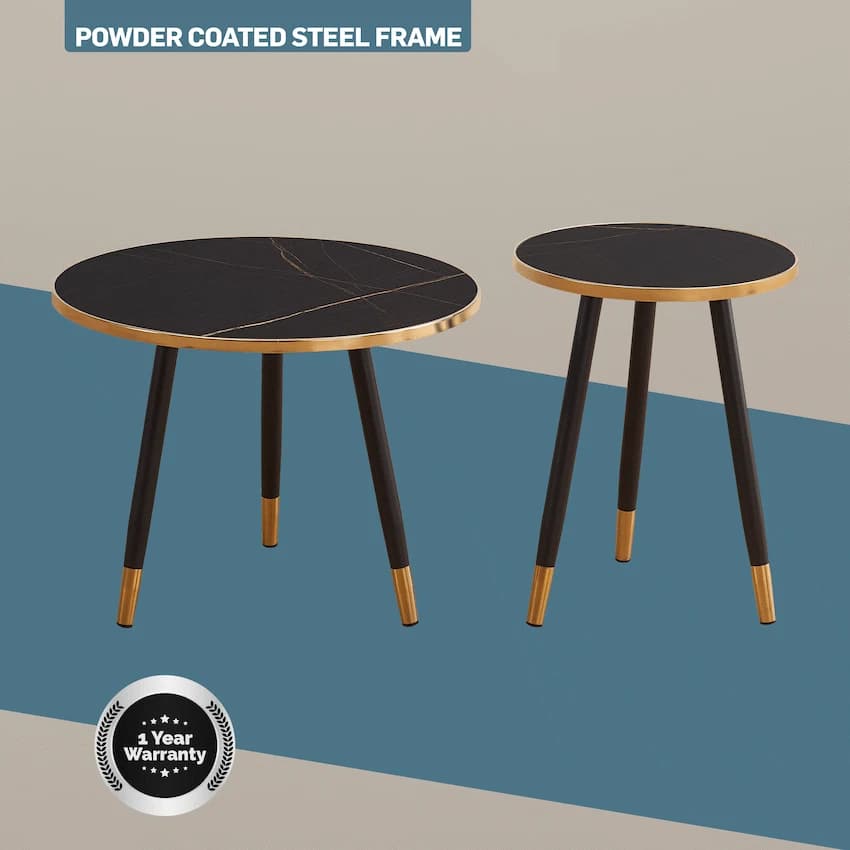 Everfurn Diana Coffee Table Black Marble with Black Legs 6