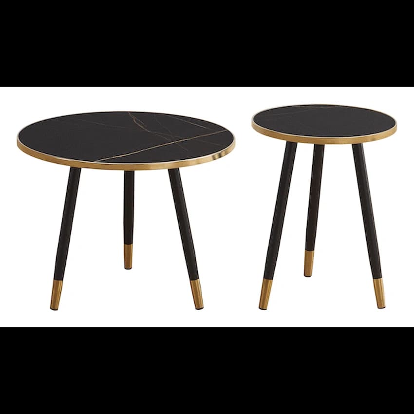 Everfurn Diana Coffee Table Black Marble with Black Legs 13