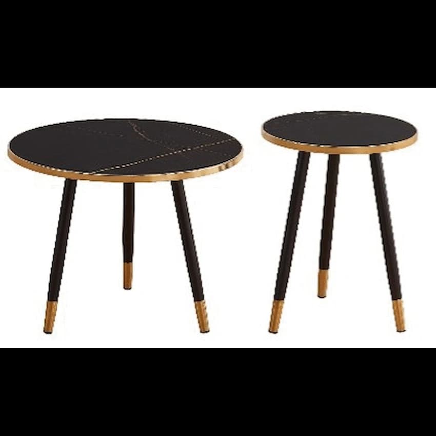 Everfurn Diana Coffee Table Black Marble with Black Legs 14