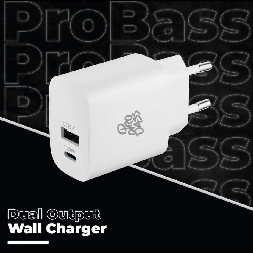 Pro Bass Rapidcharge Series 20w+18w Dual USB and Type-C Wall Charger 3