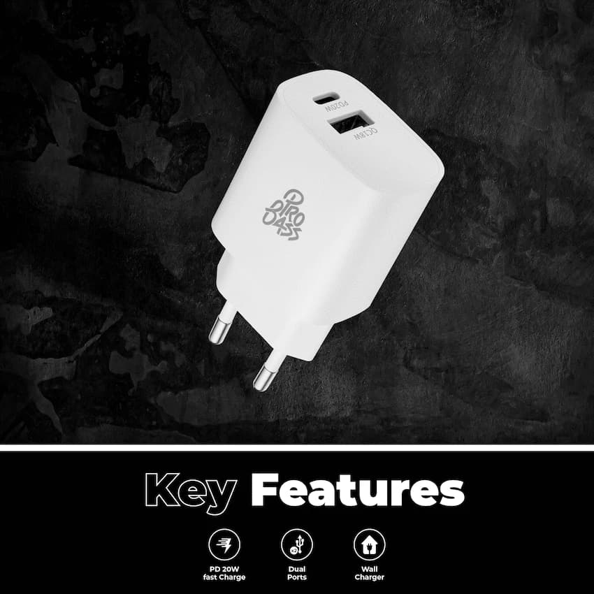 Pro Bass Rapidcharge Series 20w+18w Dual USB and Type-C Wall Charger 4