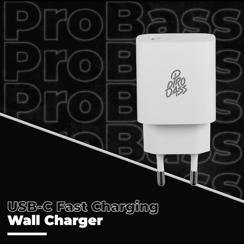 Pro Bass Rapidcharge Series 20w+18w Dual USB and Type-C Wall Charger