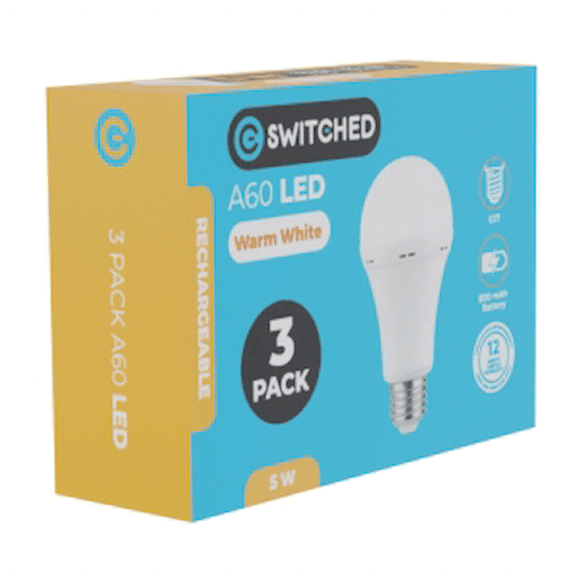 SWITCHED 5W A60 Rechargeable E27 LED Light Bulb CW 4