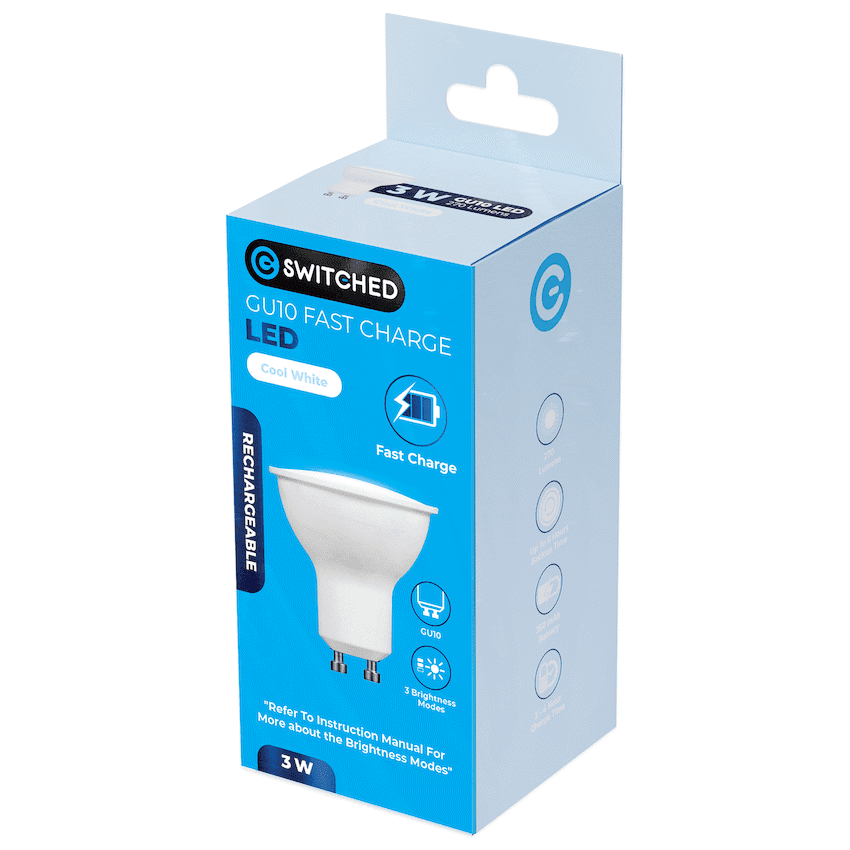 Switched 3w GU10 Rechargeable Fast-Charge LED 4