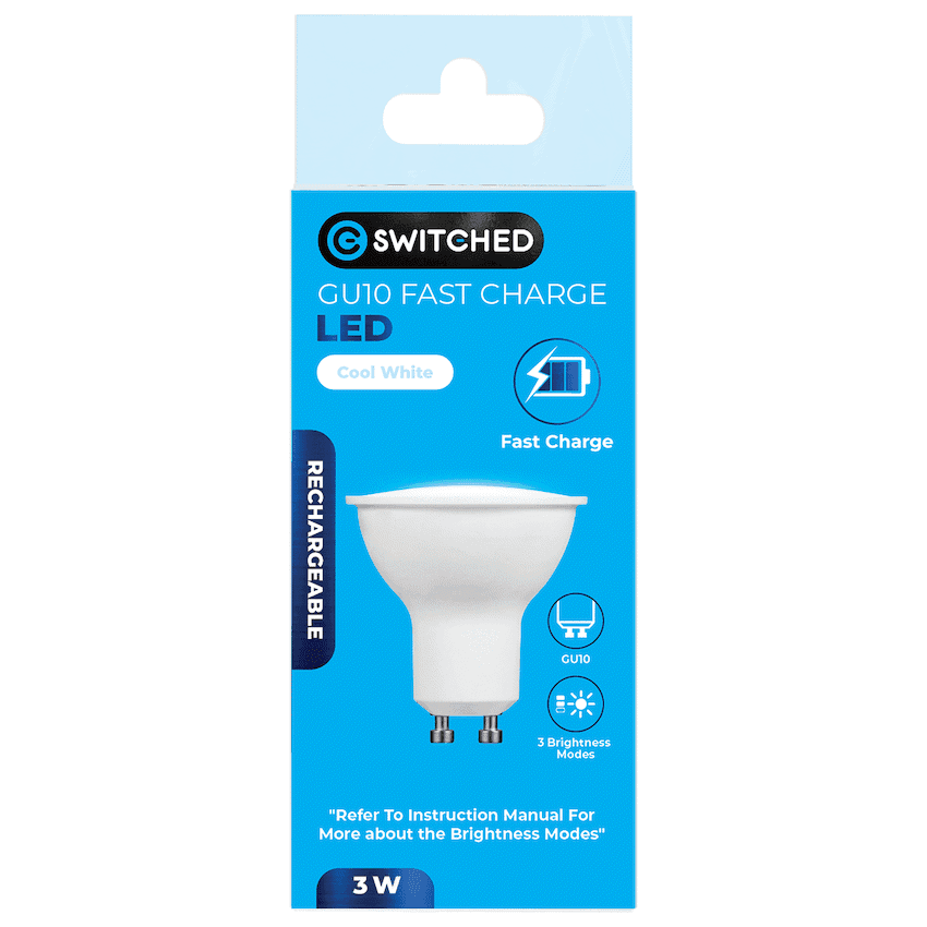 Switched 3w GU10 Rechargeable Fast-Charge LED 5