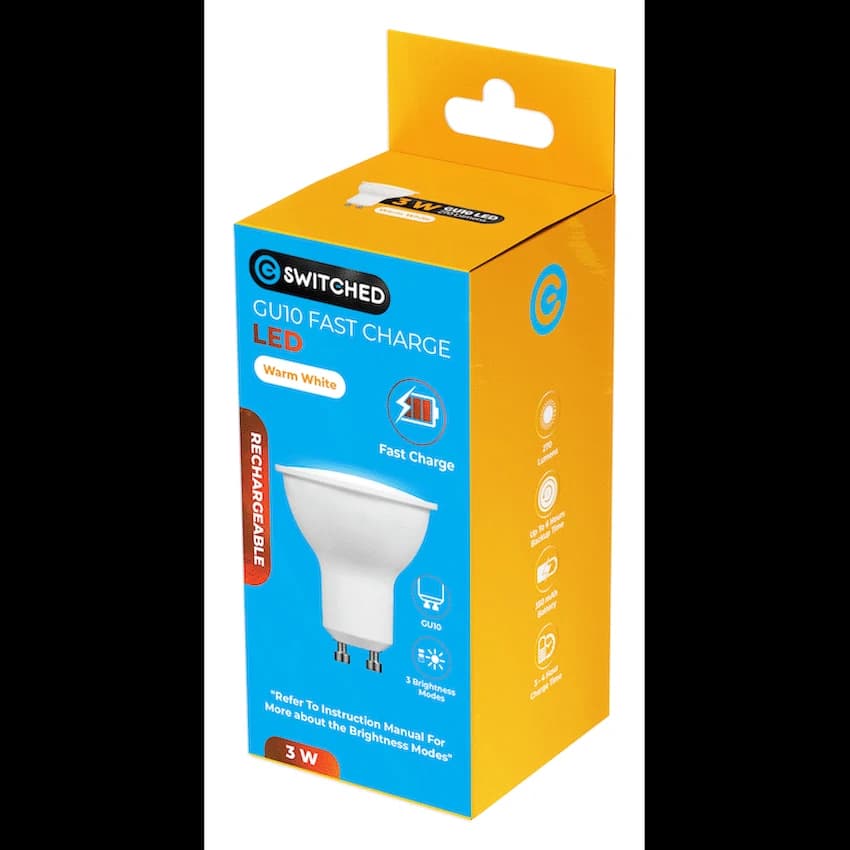 Switched 3w GU10 Rechargeable Fast-Charge LED 9