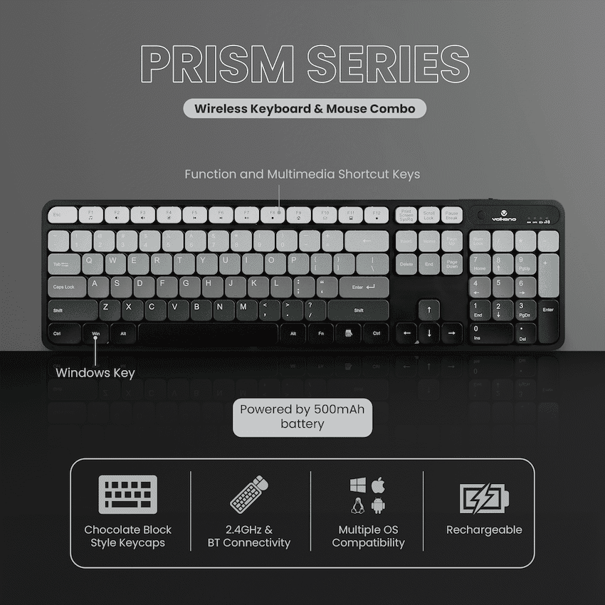 Volkano Prism Series Bluetooth Wireless Keyboard and Mouse 3