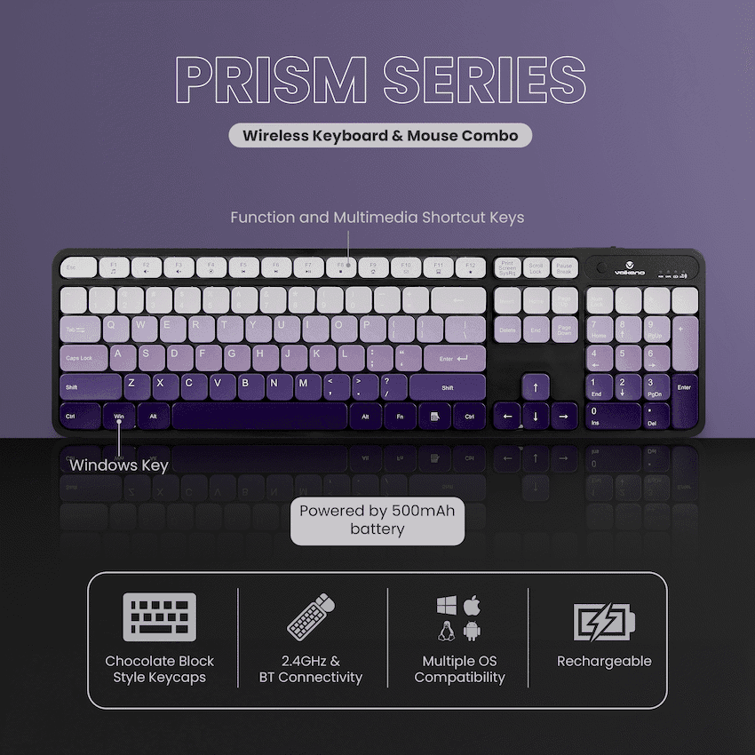 Volkano Prism Series Bluetooth Wireless Keyboard and Mouse 9