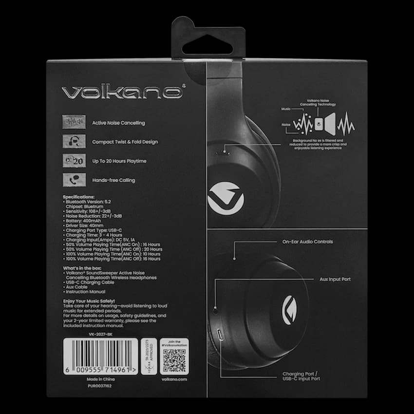 Volkano SoundSweeper Series Active Noise Cancelling bluetooth Headphones 9