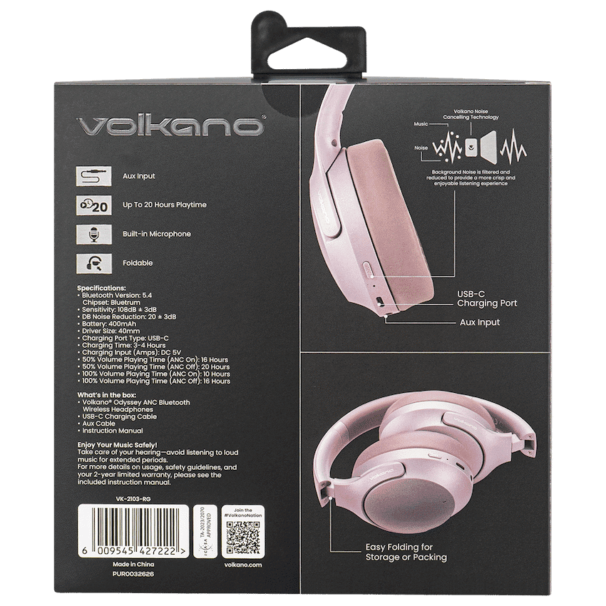 Volkano Odyssey ANC Bluetooth Wireless Headphone 18