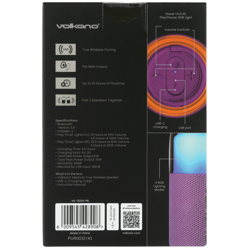 Volkano Neptune Bluetooth Wireless Speaker 25