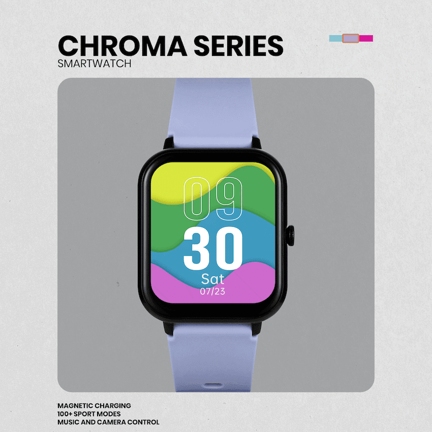 Volkano Chroma Series Smartwatch with Black Strap 53
