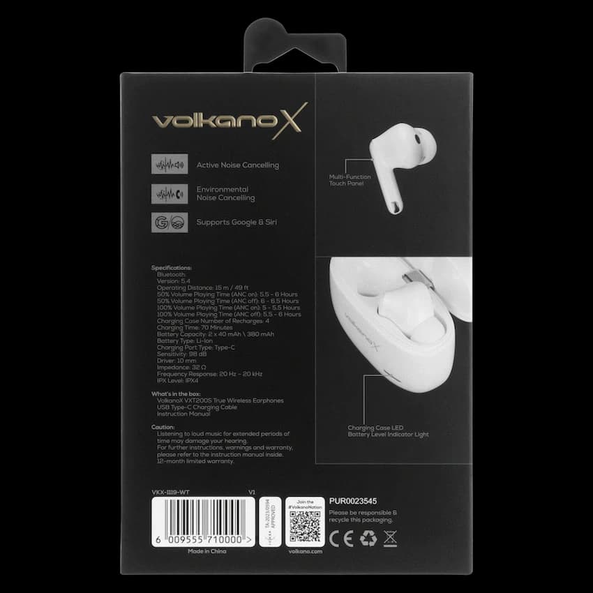 VolkanoX VXT200S Hybrid ANC TWS Earphones 40