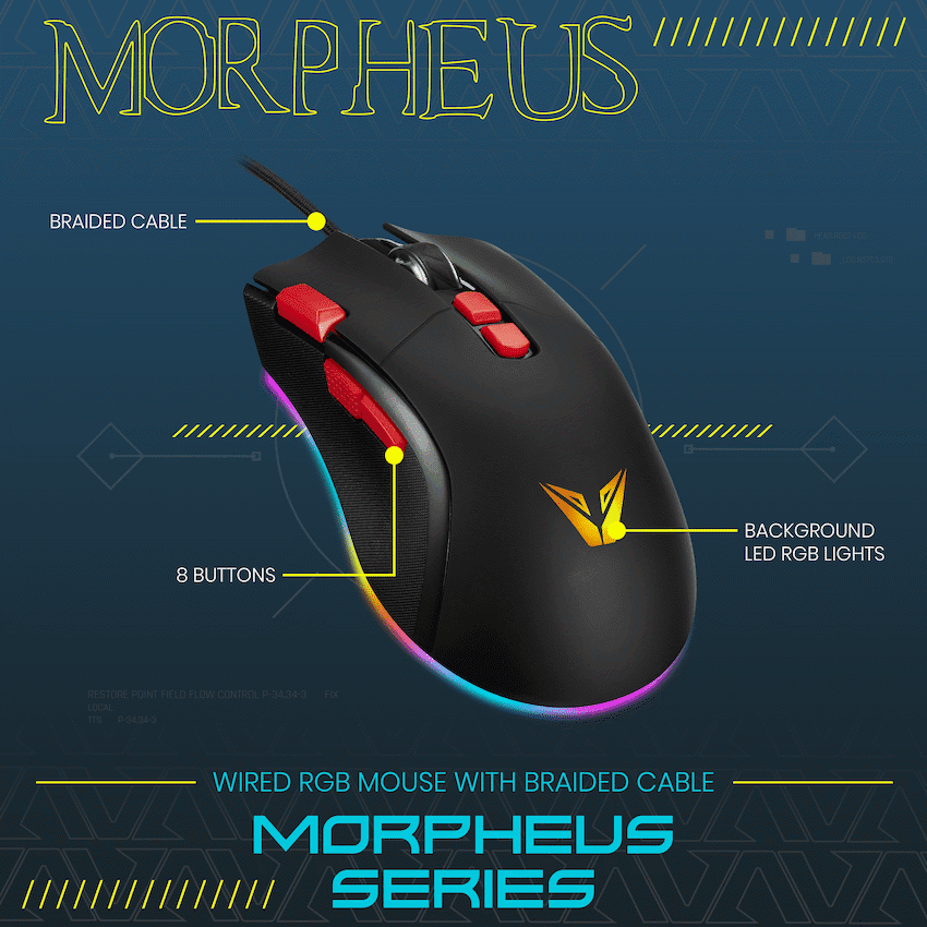 VX Gaming Morpheus Series Wired RGB Mouse with Braided Cable 2