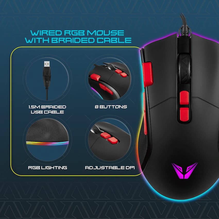 VX Gaming Morpheus Series Wired RGB Mouse with Braided Cable 1