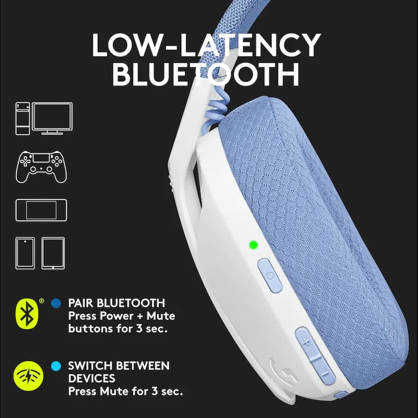 Logitech(R) G435 LIGHTSPEED Wireless Gaming Headset - White 3