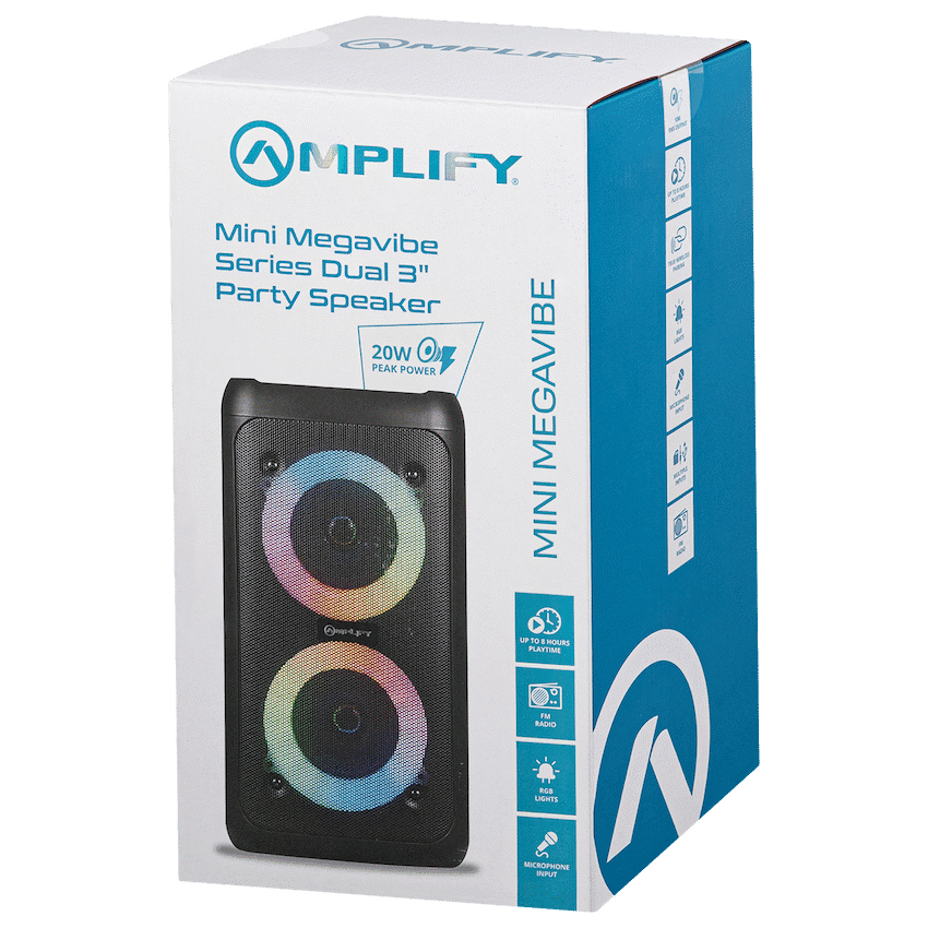 Amplify Mini Megavibe Series Dual 3" Party Speaker - Black 2