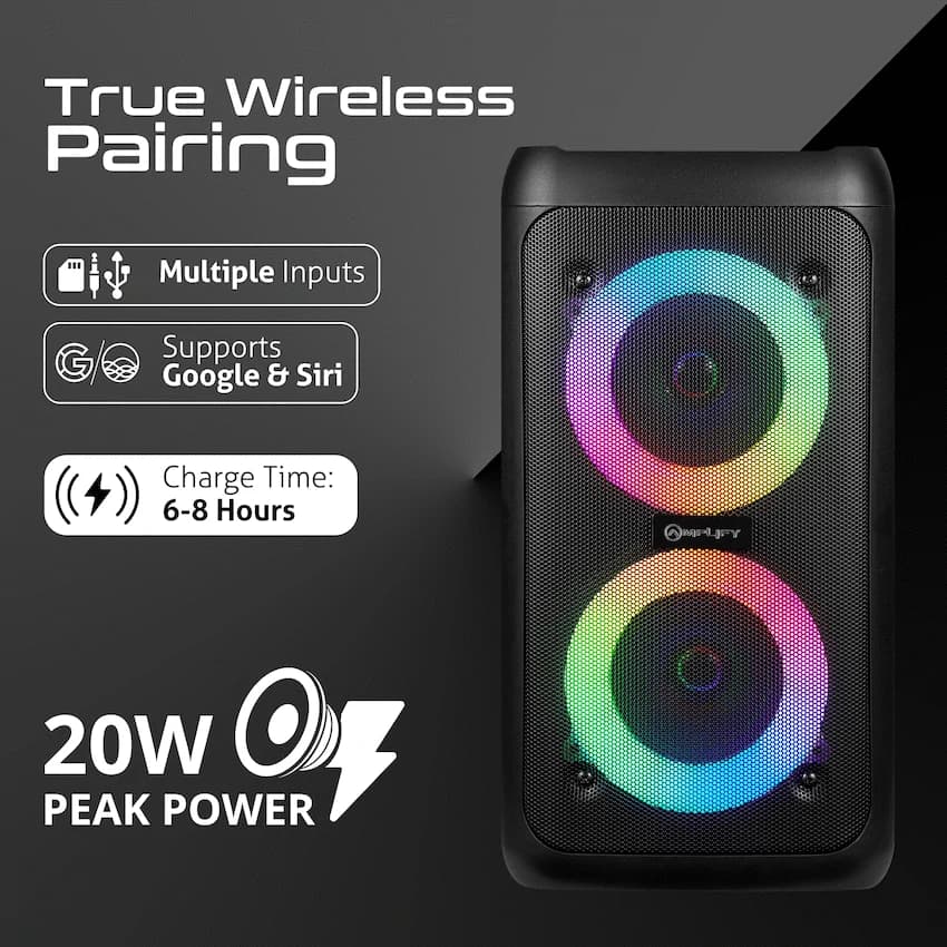 Amplify Mini Megavibe Series Dual 3" Party Speaker - Black 8