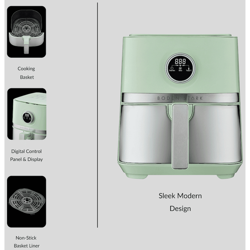 Boden Stark 5.0L Digital Air Fryer Green 5