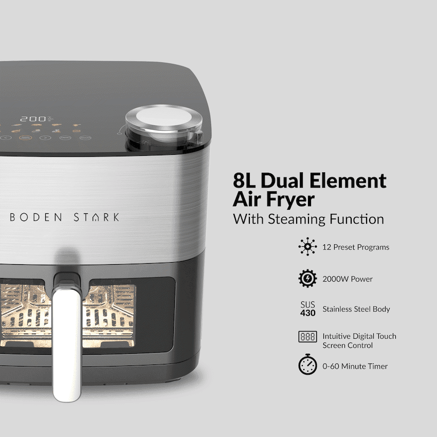 Boden Stark 8l Dual Element Air Fryer with Steaming Function 10
